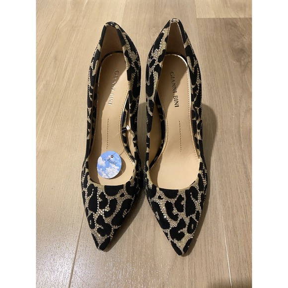 NWOB Gianni‎ Bini Women Black Silver Rhinestone Leopard Pattern 4" Pumps Shoes 8 - Picture 8 of 8